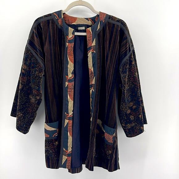 Vintage Kai Knapp velvet open front longline kimono style jacket - Picture 1 of 6
